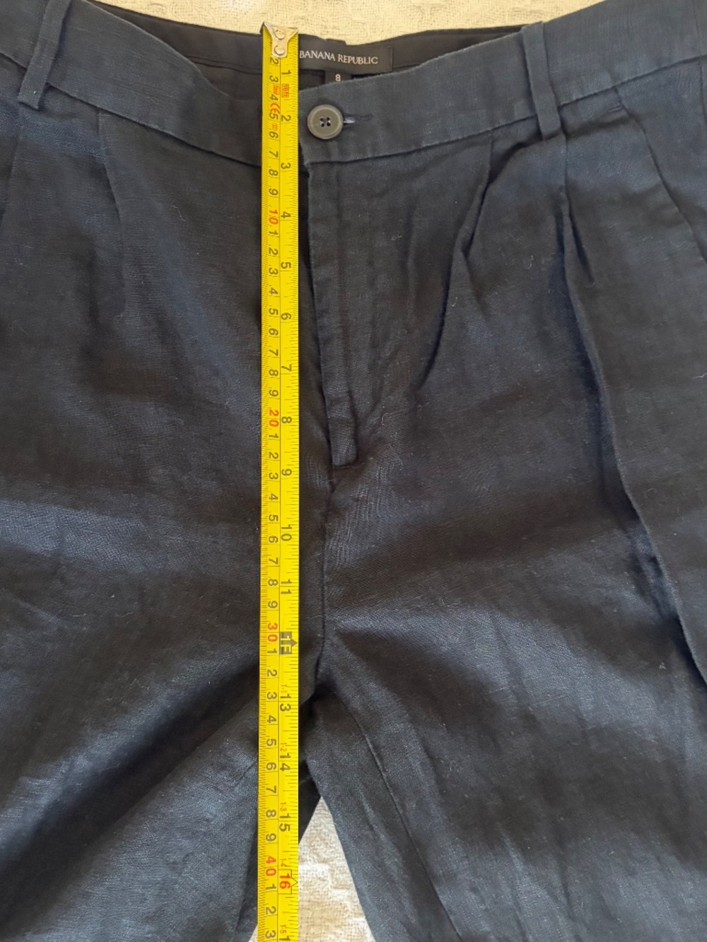 Women's 8 Banana Republic Black Linen Trousers Pleated Front - Picture 6 of 14